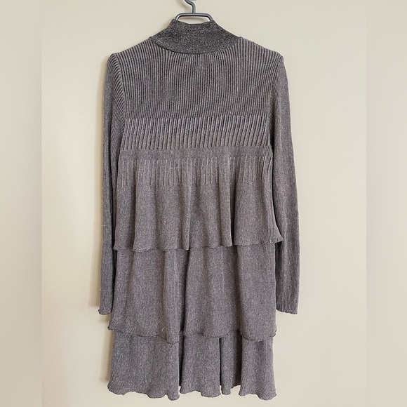 Zara Ruffled Knit Metallic Treads Dress Women Size L US - Picture 6 of 10